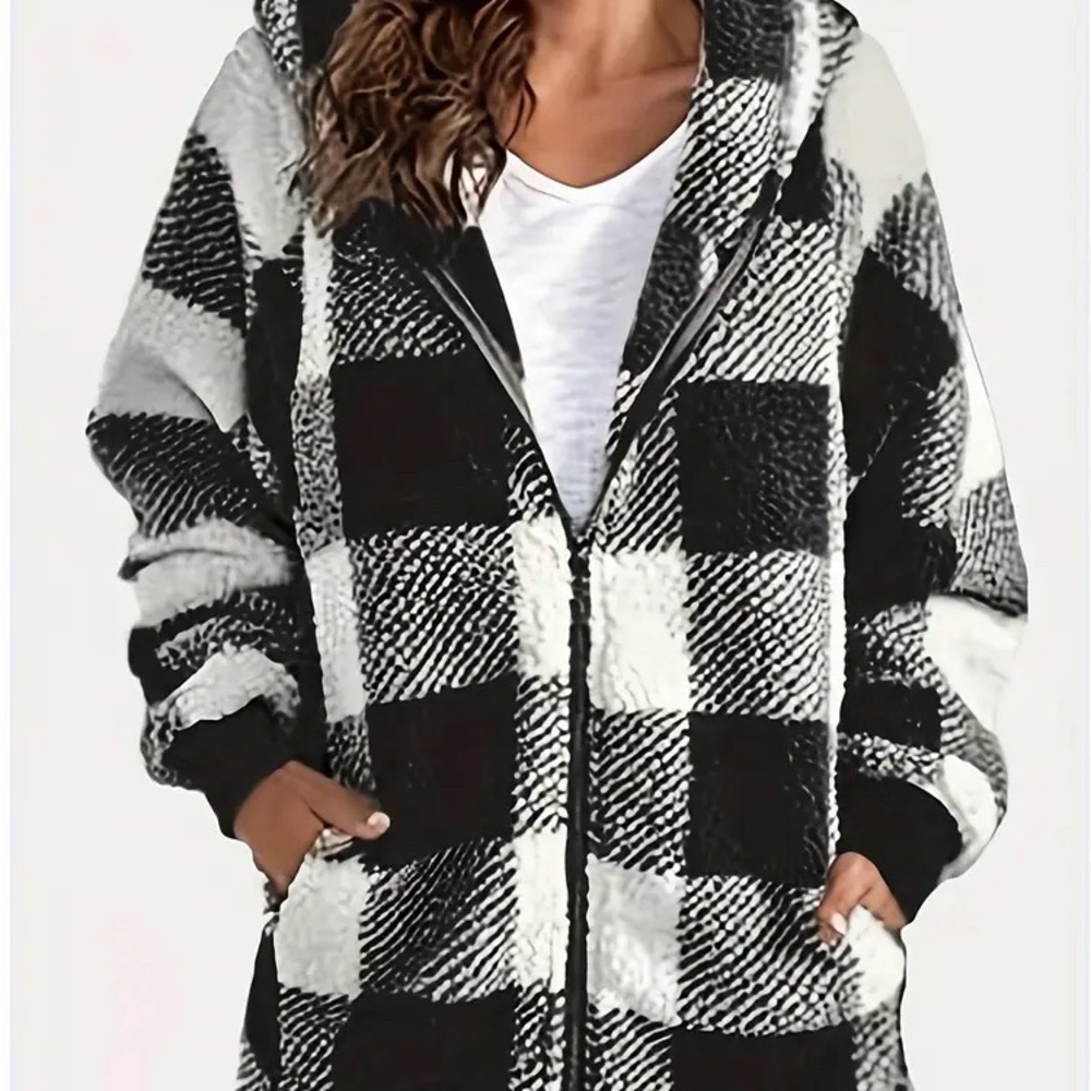 Cozy and Fuzzy  Plaid Jacket